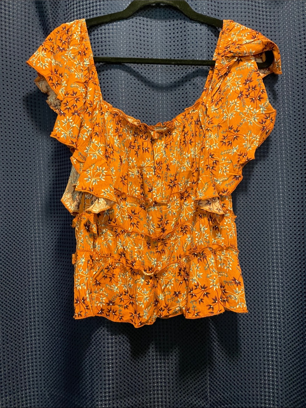 Flutter Sleeve Orange Floral Crop Top